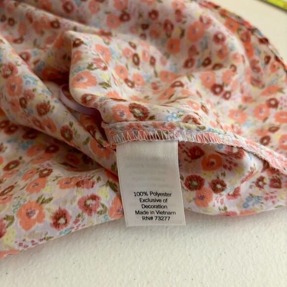 LC Lauren Conrad Tank Top Women's Medium Floral V-Neck Scalloped Boho Shirt - Picture 7 of 8